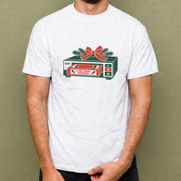 Videocasetera Navideña - hombre Videocasetera Navideña, camiseta blanca, hombre