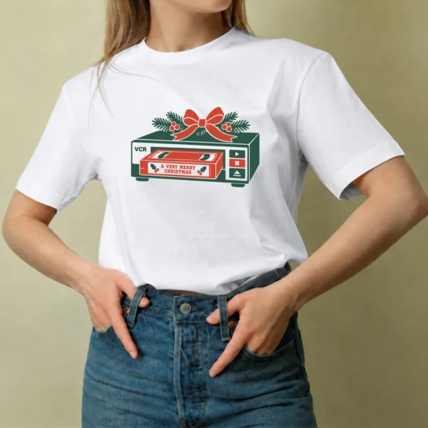 Videocasetera Navideña - mujer Videocasetera Navideña, camiseta blanca, mujer