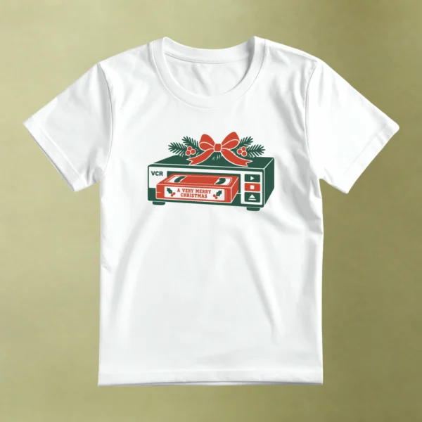 Videocasetera Navideña, camiseta blanca, principal