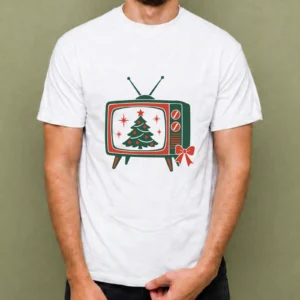 Televisor de Navidad - hombre Televisor de Navidad, camiseta blanca, hombre