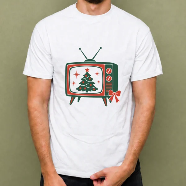 Televisor de Navidad - hombre Televisor de Navidad, camiseta blanca, hombre