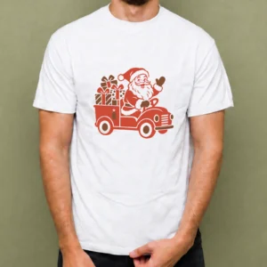 Santa en Camioneta - hombre Santa en Camioneta, camiseta blanca, hombre