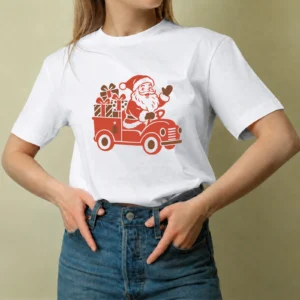 Santa en Camioneta - mujer Santa en Camioneta, camiseta blanca, mujer