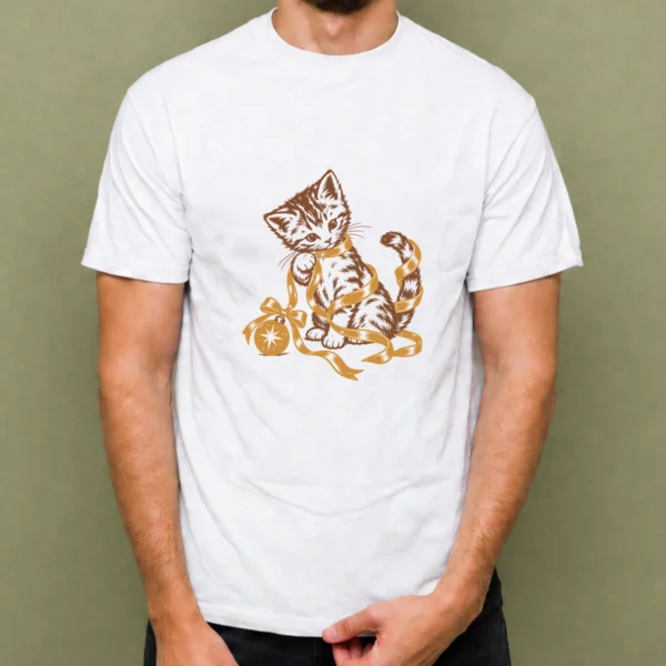 Gatito Navideño - hombre Gatito Navideño, camiseta blanca, hombre