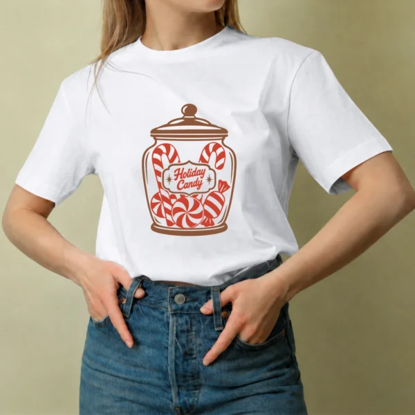 Frasco de Dulces Navideños - mujer Frasco de Dulces Navideños, camiseta blanca, mujer