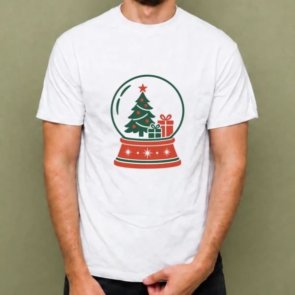 Globo de Nieve Navideño, camiseta blanca, hombre