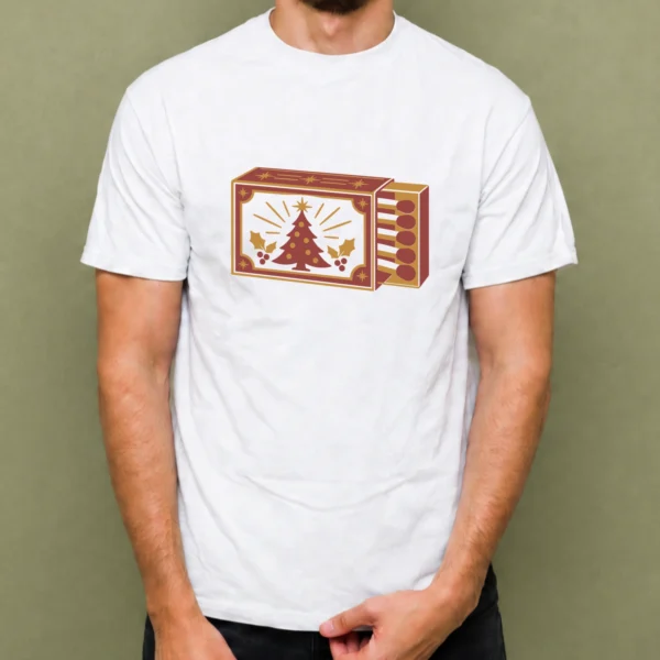 Caja de Fósforos Navideña - hombre Caja de Fósforos Navideña, camiseta blanca, hombre