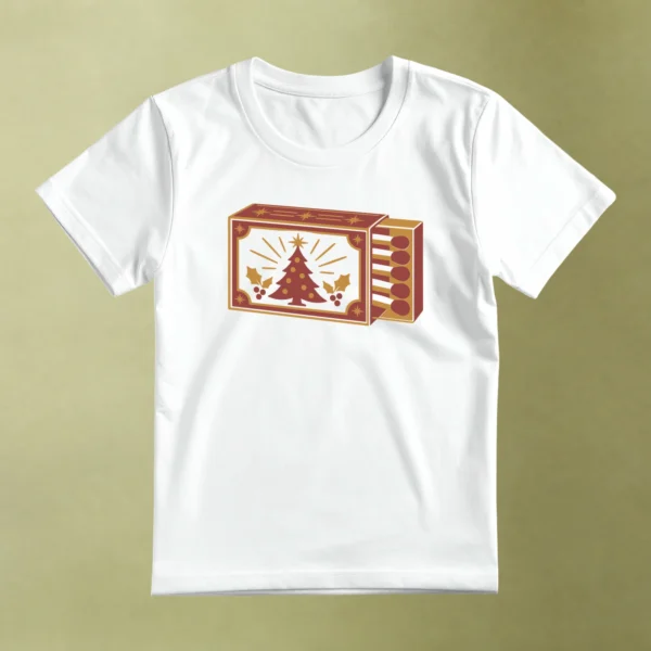 Caja de Fósforos Navideña, camiseta blanca, principal