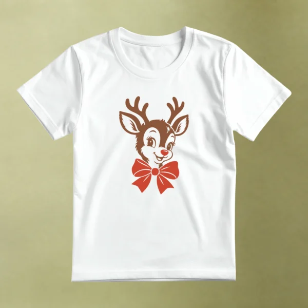 Reno de Nariz Roja, camiseta blanca, principal