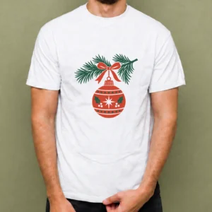 Esfera Roja de Navidad - hombre Esfera Roja de Navidad, camiseta blanca, hombre