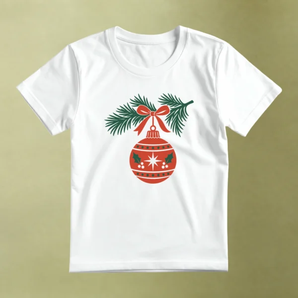 Esfera Roja de Navidad, camiseta blanca, principal