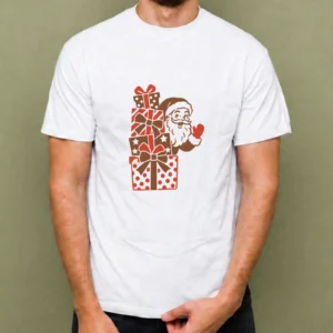 Santa entre Regalos - hombre Santa entre Regalos, camiseta blanca, hombre