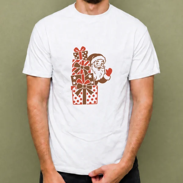 Santa entre Regalos - hombre Santa entre Regalos, camiseta blanca, hombre