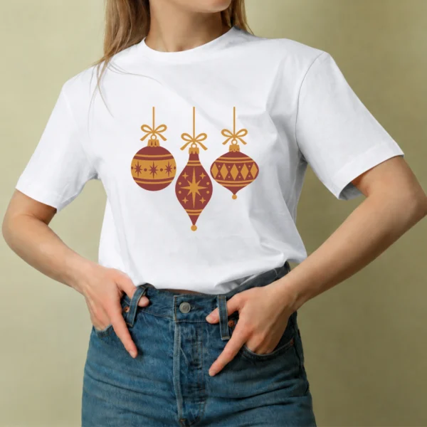 Adornos Dorados Retro - mujer Adornos Dorados Retro, camiseta blanca, mujer