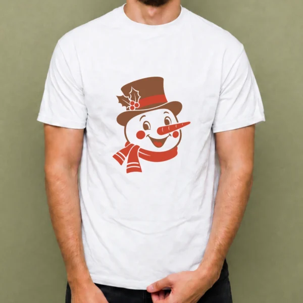 Muñeco de Nieve Sonriente - hombre Muñeco de Nieve Sonriente, camiseta blanca, hombre