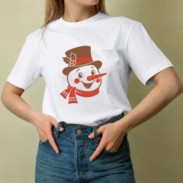 Muñeco de Nieve Sonriente - mujer Muñeco de Nieve Sonriente, camiseta blanca, mujer