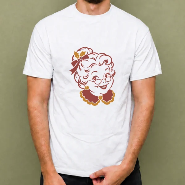 Señora Claus, camiseta blanca, hombre
