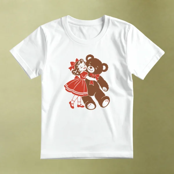 Niña con Osito - principal Niña con Osito, camiseta blanca, principal