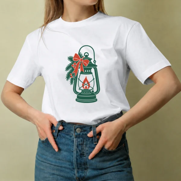 Farol Navideño, camiseta blanca, mujer