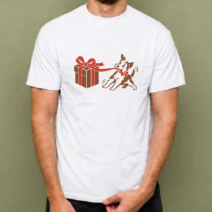 Perrito con Regalo - hombre Perrito con Regalo, camiseta blanca, hombre