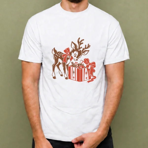 Reno Curioso - hombre Reno Curioso, camiseta blanca, hombre