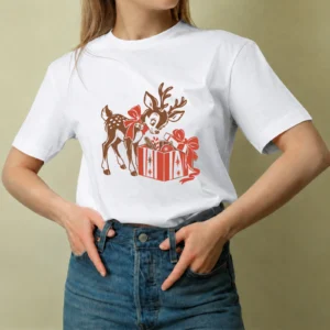 Reno Curioso - mujer Reno Curioso, camiseta blanca, mujer