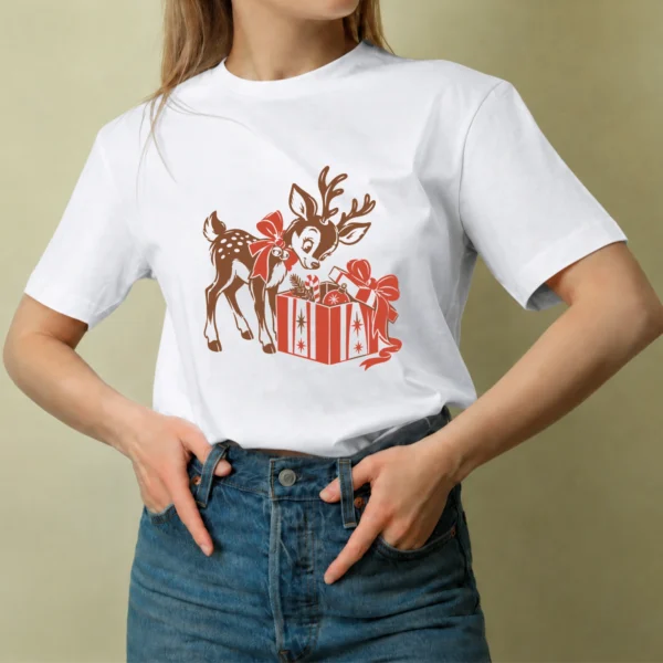 Reno Curioso - mujer Reno Curioso, camiseta blanca, mujer