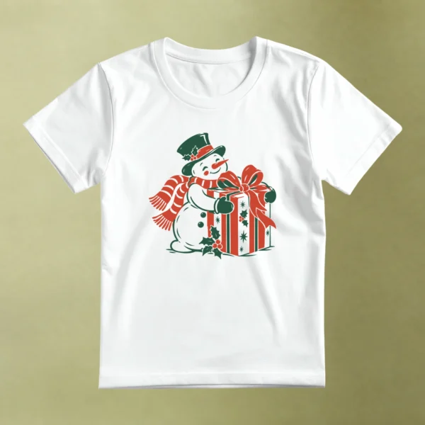 Muñeco de Nieve con Gran Regalo - principal Muñeco de Nieve con Gran Regalo, camiseta blanca, principal