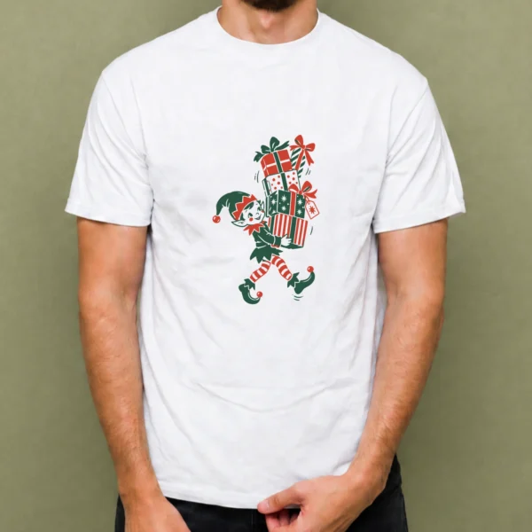 Duende Cargado de Regalos, camiseta blanca, hombre