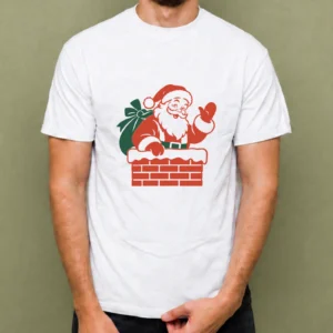 Santa en la Chimenea, camiseta blanca, hombre