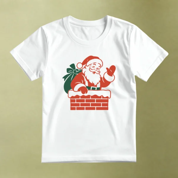 Santa en la Chimenea - principal Santa en la Chimenea, camiseta blanca, principal