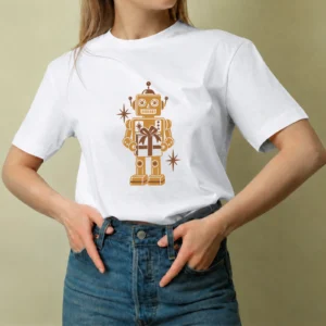 Robot con Regalo - mujer Robot con Regalo, camiseta blanca, mujer