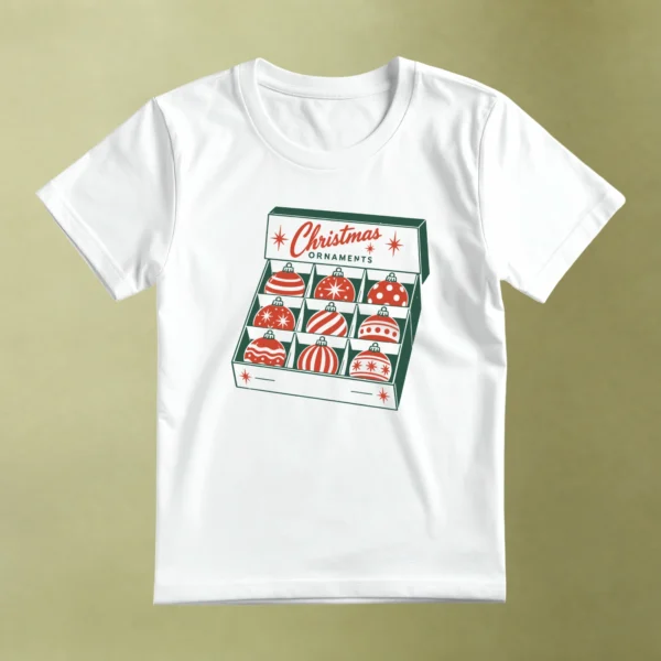 Caja de Esferas Navideñas, camiseta blanca, principal
