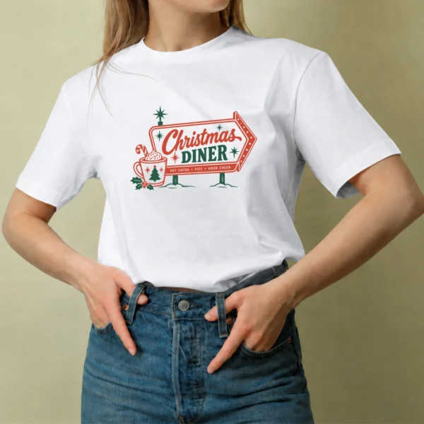 Christmas Diner - mujer Christmas Diner, camiseta blanca, mujer