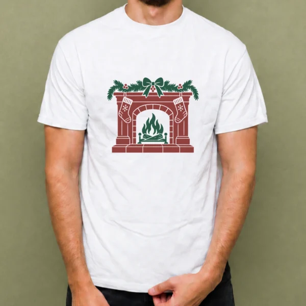 Chimenea de Navidad - hombre Chimenea de Navidad, camiseta blanca, hombre
