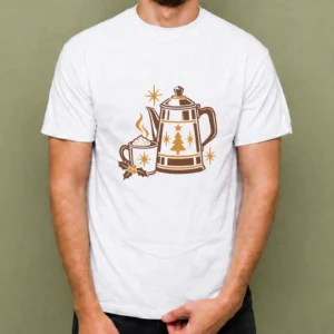 Café Navideño - hombre Café Navideño, camiseta blanca, hombre