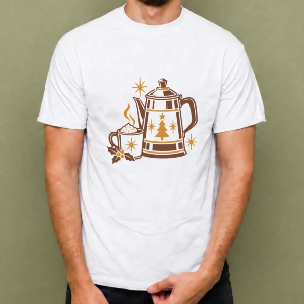Café Navideño - hombre Café Navideño, camiseta blanca, hombre