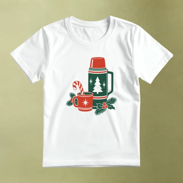 Termo Navideño, camiseta blanca, principal