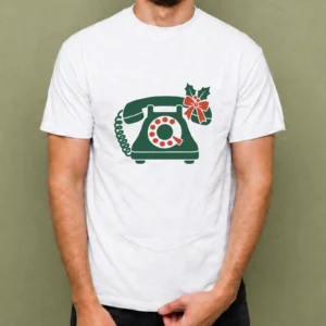 Teléfono Navideño Verde, camiseta blanca, hombre