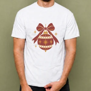 Esfera Dorada con Lazo, camiseta blanca, hombre