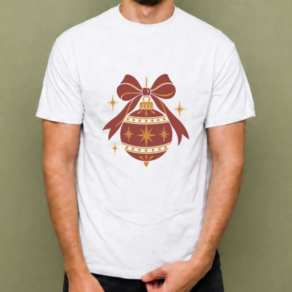 Esfera Dorada con Lazo, camiseta blanca, hombre
