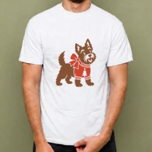 Perrito con Suéter Navideño - hombre Perrito con Suéter Navideño, camiseta blanca, hombre