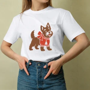 Perrito con Suéter Navideño - mujer Perrito con Suéter Navideño, camiseta blanca, mujer
