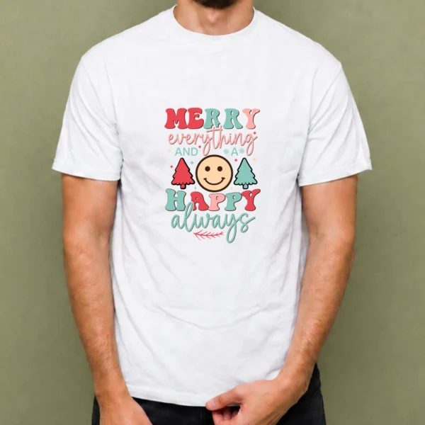 Merry Everything Happy Always - hombre Merry Everything Happy Always, camiseta blanca, hombre