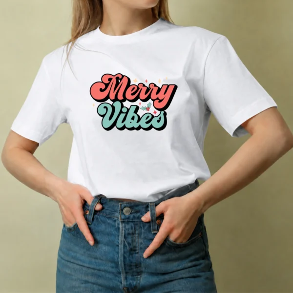 Merry Vibes - mujer Merry Vibes, camiseta blanca, mujer