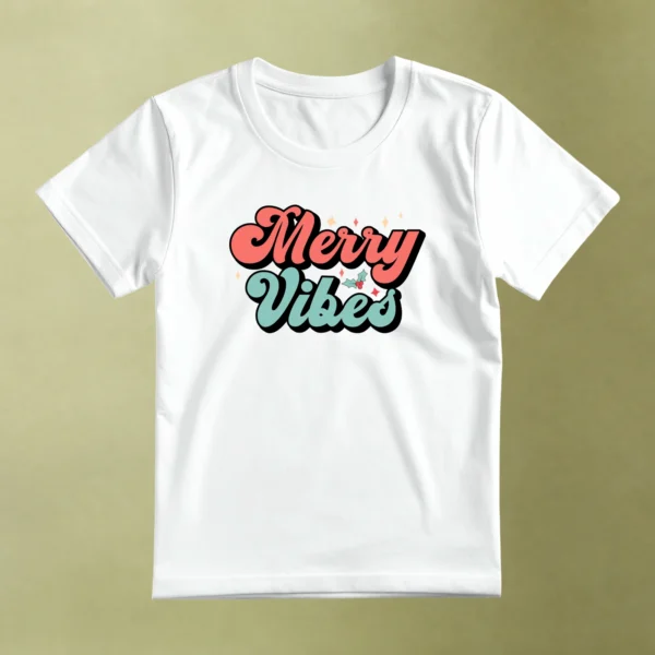 Merry Vibes, camiseta blanca, principal