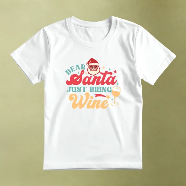 Dear Santa Just Bring Wine, camiseta blanca, principal