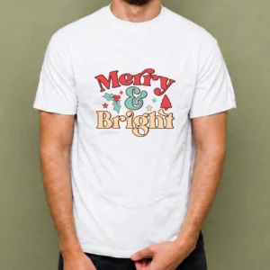 Merry and Bright - hombre Merry and Bright, camiseta blanca, hombre