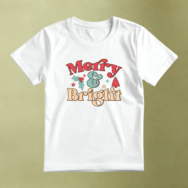 Merry and Bright, camiseta blanca, principal